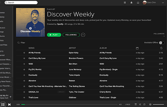 Interface of Free Spotify Premium